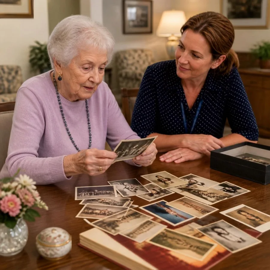 Caregiver and resident sharing comfort