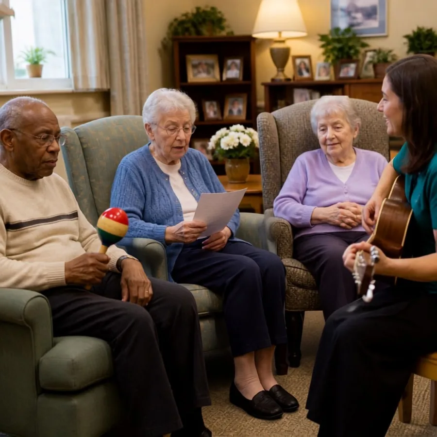 Residents connecting over a meal