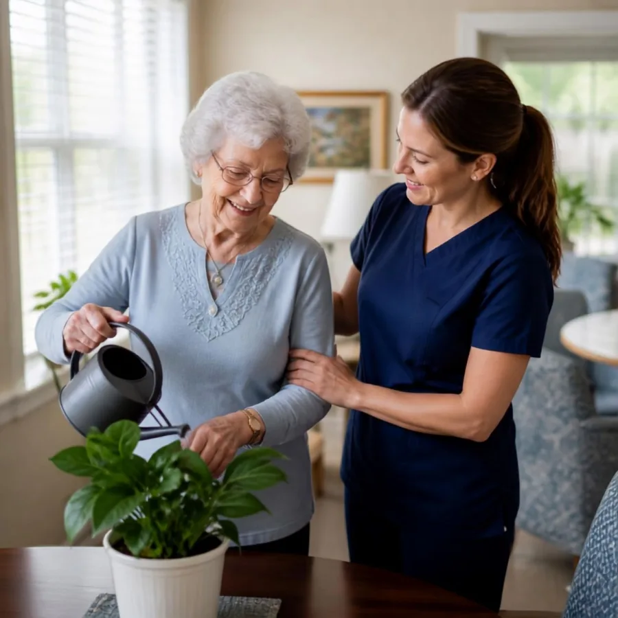 Resident enjoying a joyful moment
